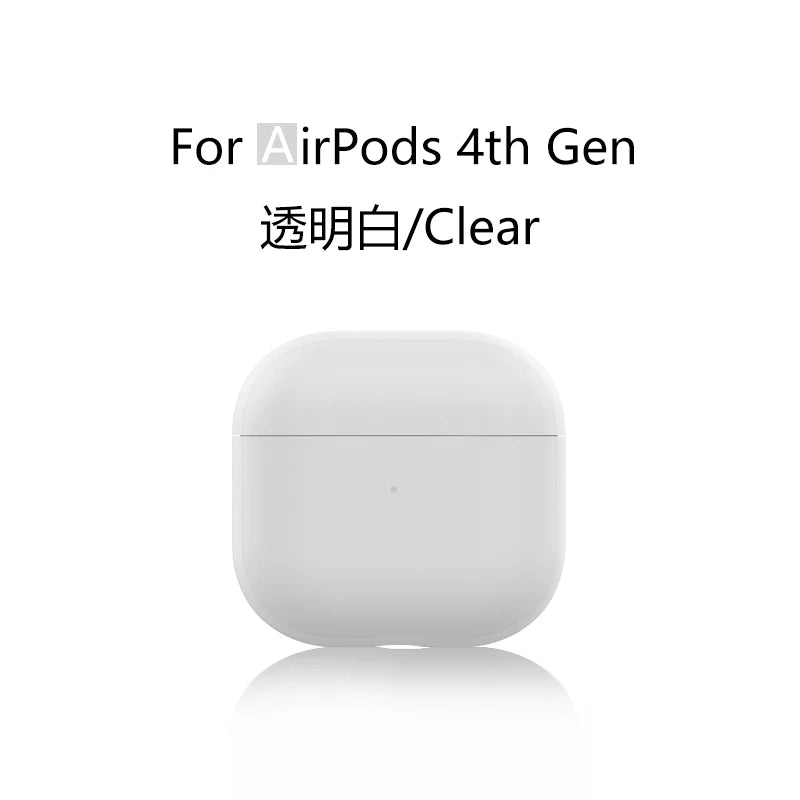 for 2024 AirPods 4 earbuds Solid color Earphone Protector cases with keychain liquid silicone soft for New AirPods 4 ANC Cases