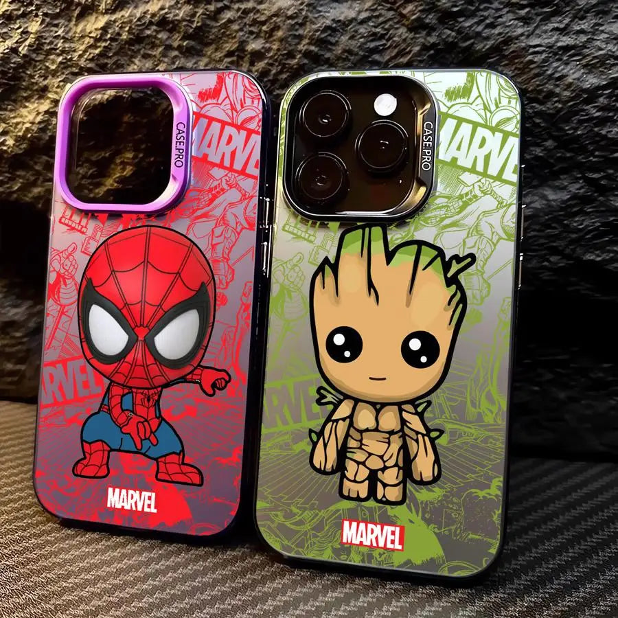Marvel Cute Spider Man Groot Phone Case for iPhone 16 Pro 15 Pro Max 14 13 12 11 XS 14 Pro Max 16 Plus 14Pro 12Pro Soft Shell