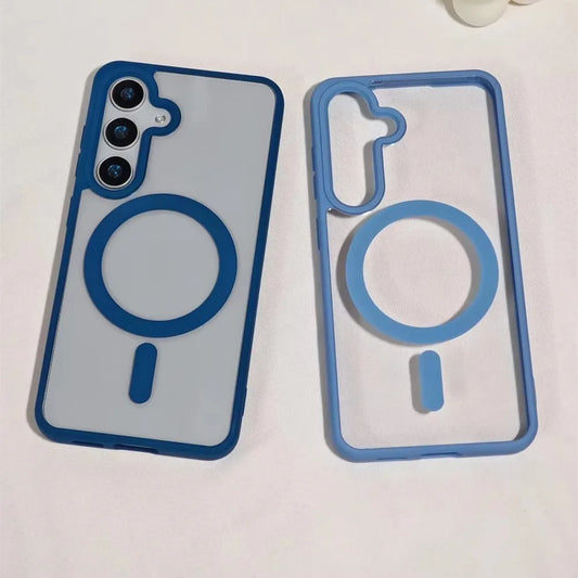 For Magsafe Wireless Charge Magnetic Clear Case for Samsung Galaxy S22 S23 S24 S25 Plus Ultra FE Ultra Thin Acrylic Back Cover