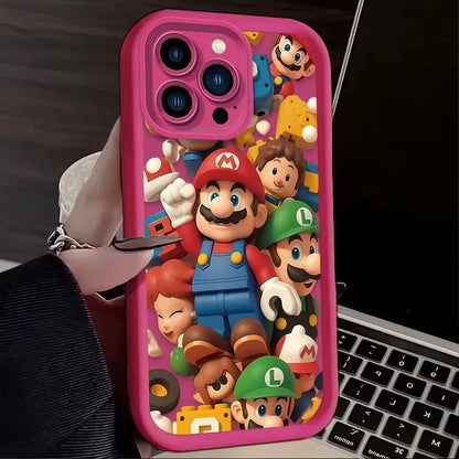 Lovely S-Super M-Mario Bros Phone Case For iPhone 16 15 14 13 12 11 Pro Max XS Max XR 7 8 Plus Shockproof Silicone Soft Cover