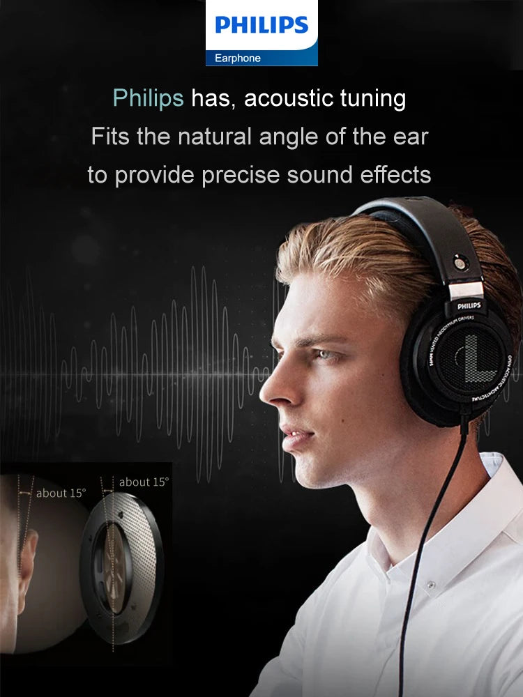 Philips SHP9500 Wired Headphones HiFi Stereo Music Earphone 3.5mm 6.3mm Interface Computer Laptop Mobile Phone Universal Headset