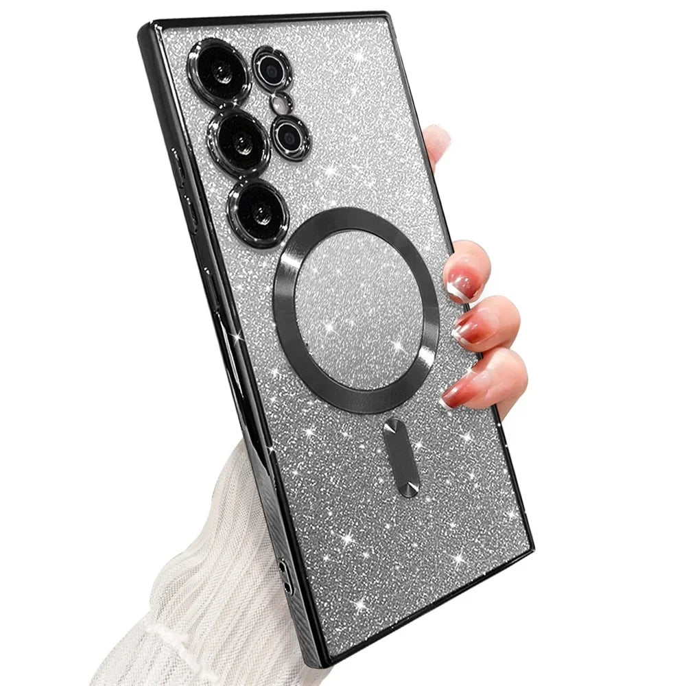 Sparkle Cover For Samsung Galaxy S25 S24 S23 Plus S22 S21 S20 FE S24FE S23FE S21FE S20FE Glitter Note 20 Ultra A56 MagSafe Case