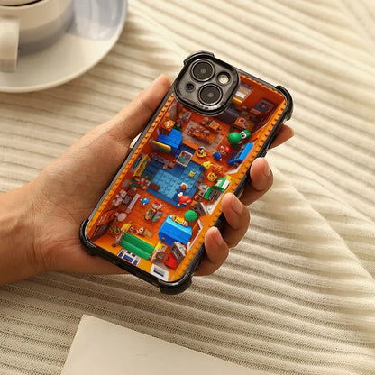 Luxury Plating Building Super Mario Clear Phone Case For Xiaomi Redmi Note 14 13 12 10 11 Pro 10S 9S Redmi 14C 13C 12C 9A 9i 9