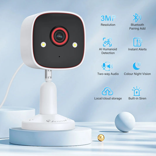 Jennov Outdoor/Indoor Security Cameras 2K HD Wireless WiFi Color Night Vision IP66 Waterproof Pet Dog Cat Baby Monitor Camera