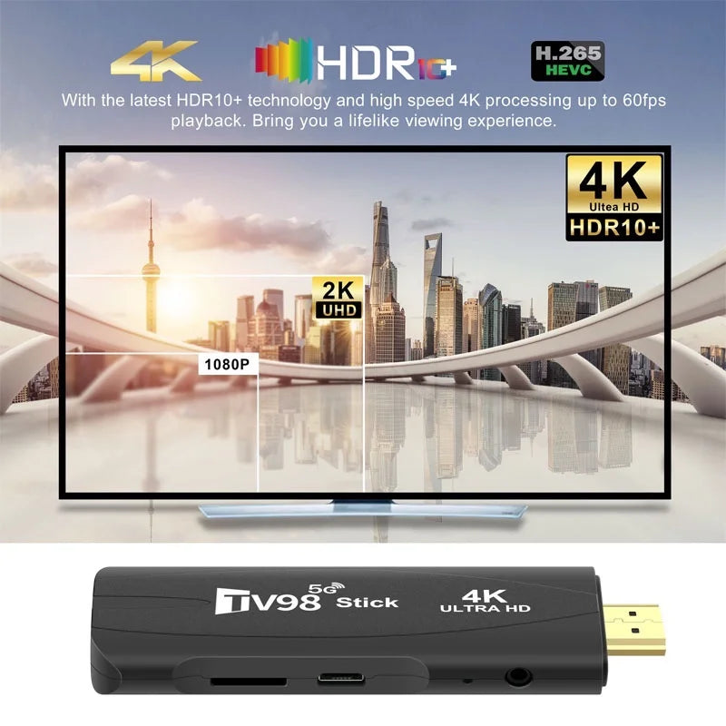 TV98 TV Stick Android 12.1 4K HD 2G 16G TV Box 2.4G 5G Dual Wifi Smart TV Box Media Player TV Receiver Andriod TV Stick