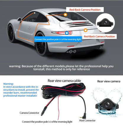 FHD 1080P 2.5mm 4 Pin Jack Port Sony Car DVR Mirror Rear View Camera Night Vision Reversing Auto Parking Monitor Waterproof