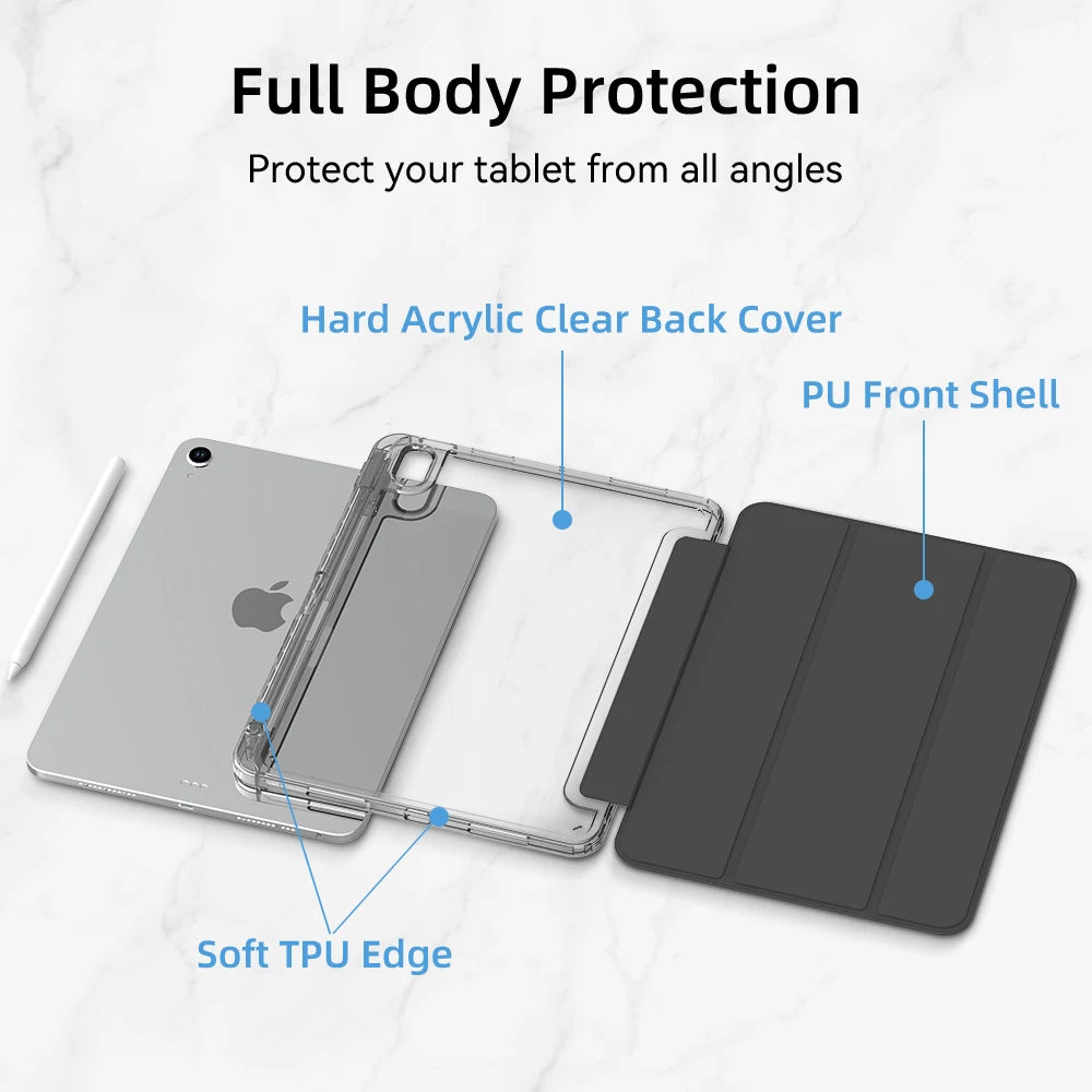 For ipad a16 case 11th 10th Gen Case For iPad Pro Air 13 11 M3 M2 M4  12.9 " 9 8 7 6 5 4 Mini 7 6 Smart case with pen Holder