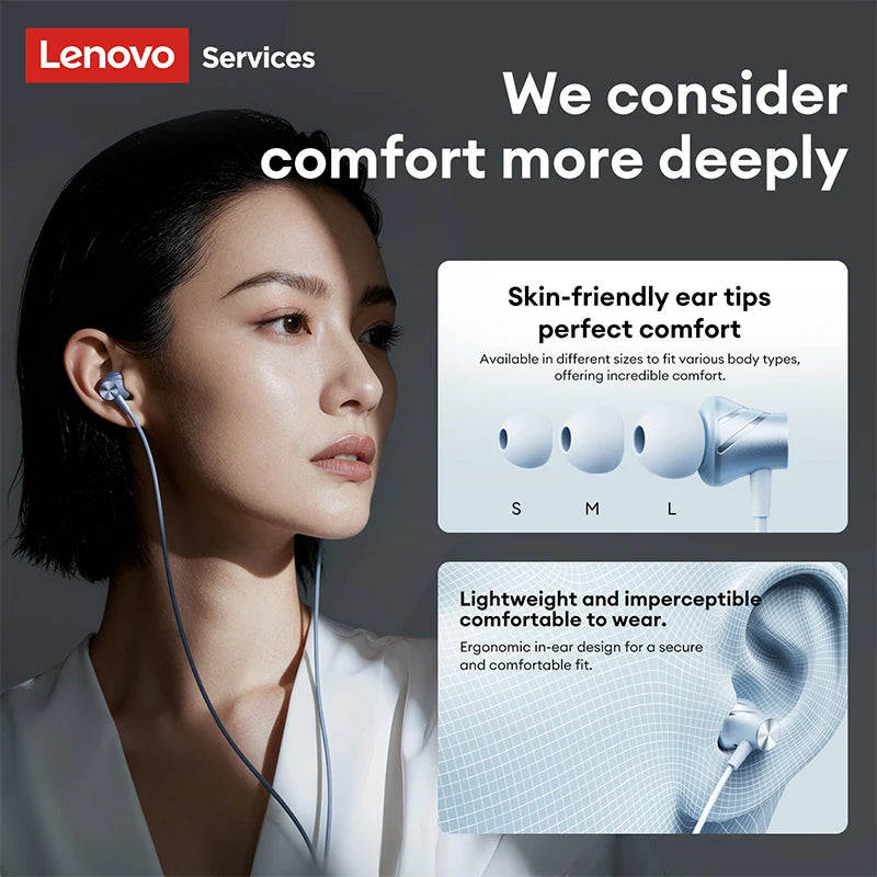 Lenovo Wired Earphone 3.5mm TypeC Semi-in-Earphones For Xiaomi Samsung Huawei Mobile Phones Tablets Desktops Laptops Headphones