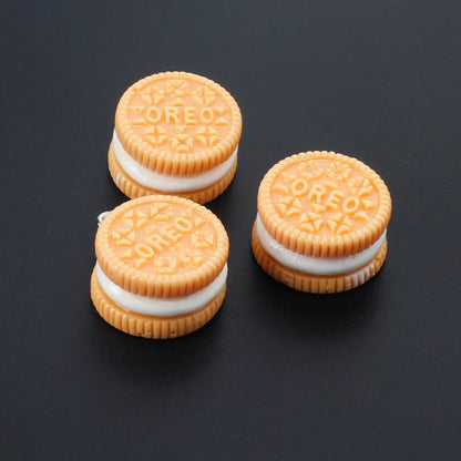 10pcs Macaron Biscuits Cookies Resin Charms Chocolates Snacks Food Pendants for Earrings Keychain Diy Jewelry Making Supplies