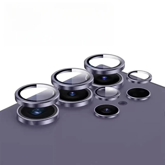 Camera Matel Ring  For Samsung Galxy S24 Ultra S23 FE Plus S24+ S22 S25 ultra Back Lens Tempered Glass Cover Guard Rear Case Cap