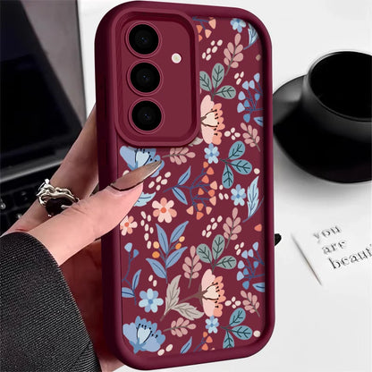 Small Flowers Phone Case For Samsung Galaxy S25 Edge S24 S23 Ultra Plus S24 FE A55 A54 A15 A14 A35 A25 A16 A56 A26 A36 TPU Cover