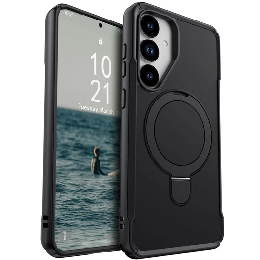 For Samsung Galaxy S24 S24 Plus S24 Ultra 5G Rugged Phone Case Shockproof Kickstand Holder Protective Cover Black Color