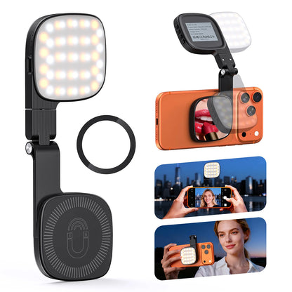 Magnetic Selfie Light with 1000mAh Battery For IPhone 18 17 16 15 14 13 12 , 48 LEDs, 10 Brightness Levels, 3 Color Temperatures