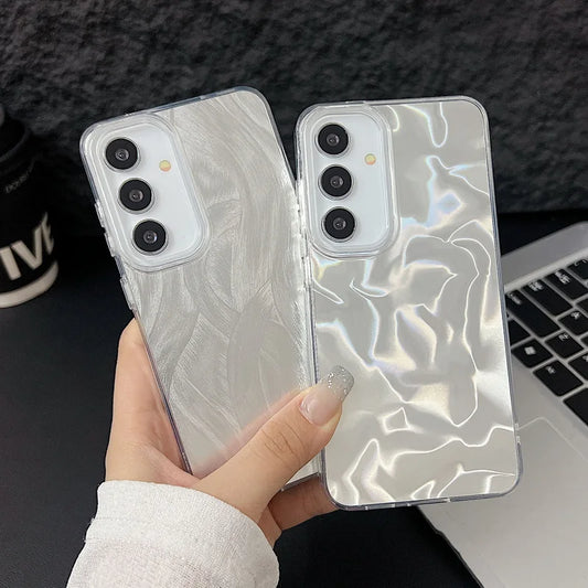 Luxury Laser Matte Case For Samsung Galaxy S25 S22 S24 Ultra S21 S23 S24 FE A55 A15 A16 A35 A25 A53 A56 5G  Hard PC Phone Cover