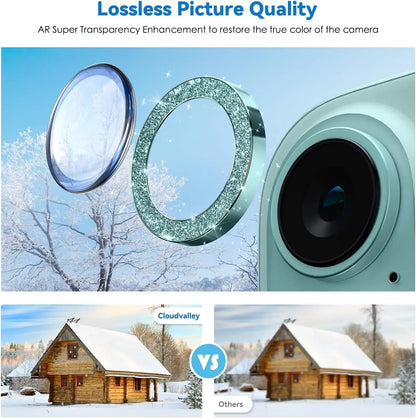 2-3Pcs For IPhone 16 15 14Pro Max Camera Lens Protector [Glitter Decoration] Ultra-HD Tempered Glass Cover Protective Ring