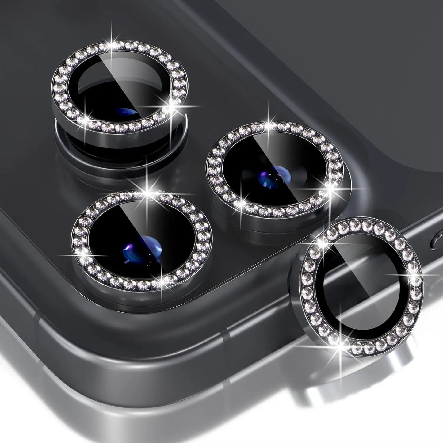 Bling Glitter Diamond Metal Frame Camera Protector For IPhone 18 Pro Max 17 Pro 17 Alloy Lens Tempered Glass Film Ring Cover Cap