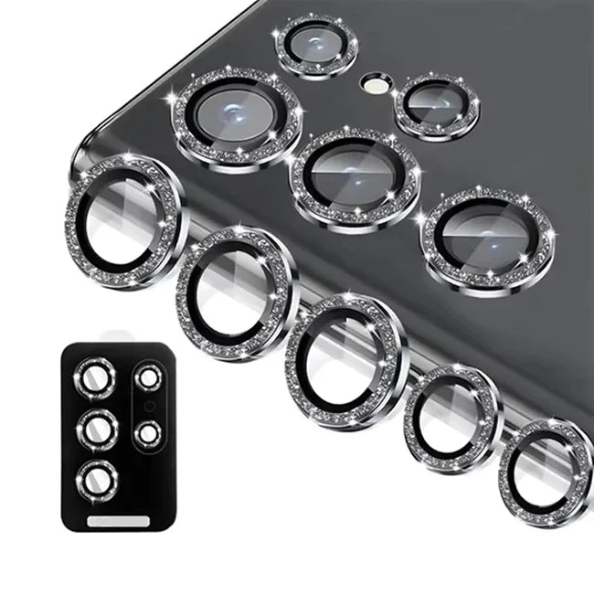 For Samsung Galaxy S24 Ultra HD Glitter Diamond Metal Ring Camera Glass Lens Protector For Samsung S25 Ultra S24 Plus Lens Film