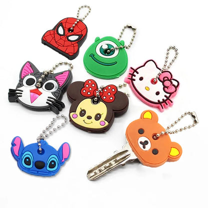 Cartoon Silicone Protective Key Cover Sleeve Key Control Dust Cover Holder Case Cute Animation Figures Keychain Keyring Pendant