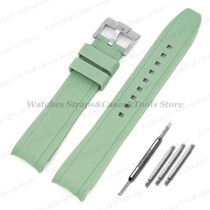 Soft Silicone Watch Strap for Omega for Swatch for MoonSwatch Band Men Women Curved End Diving Rubber Sport Watch Bracelet 20mm