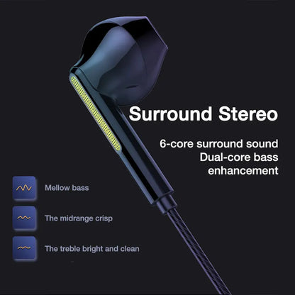 EARDECO Headphone Headset with Mic Wired Headphones Heavy Bass In Ear Stereo Wired Earphone Earbuds Wire Game Phone Earphones