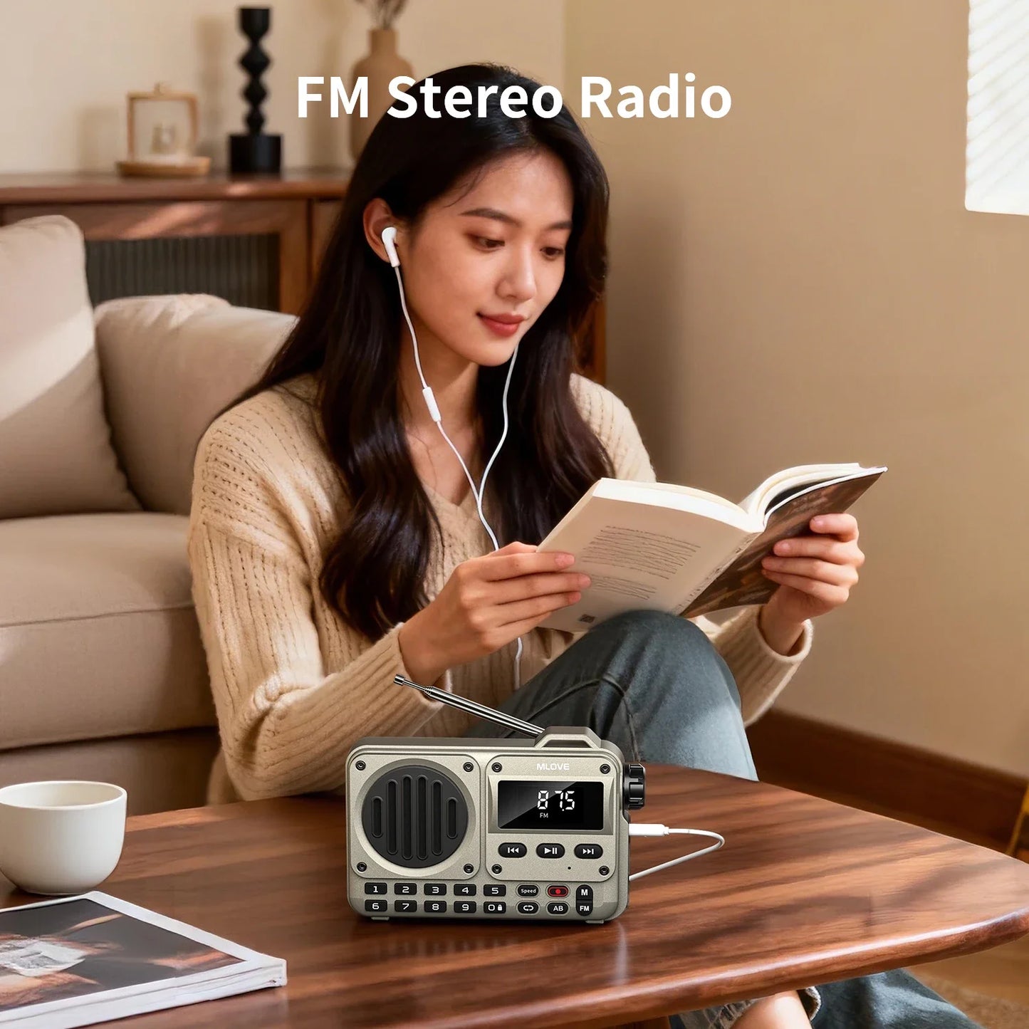 MLOVE BV800P Portable Bluetooth Speaker with FM Radio, MP3 Player, USB/TF Card, AUX & Antenna – All-in-One Audio for On-the-Go
