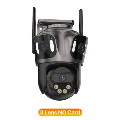 Three Screen WIFI IP Camera Outdoor 4K Dual Lens PTZ Camera Ai Human Detection IP66 Waterproof CCTV Video Security Camera iCsee