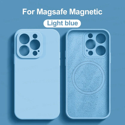 Liquid Silicone For Magsafe Magnetic Case For iPhone 16 15 14 12 11 13 Pro Max 16 Plus Wireless Charging Cover Phone Accessories