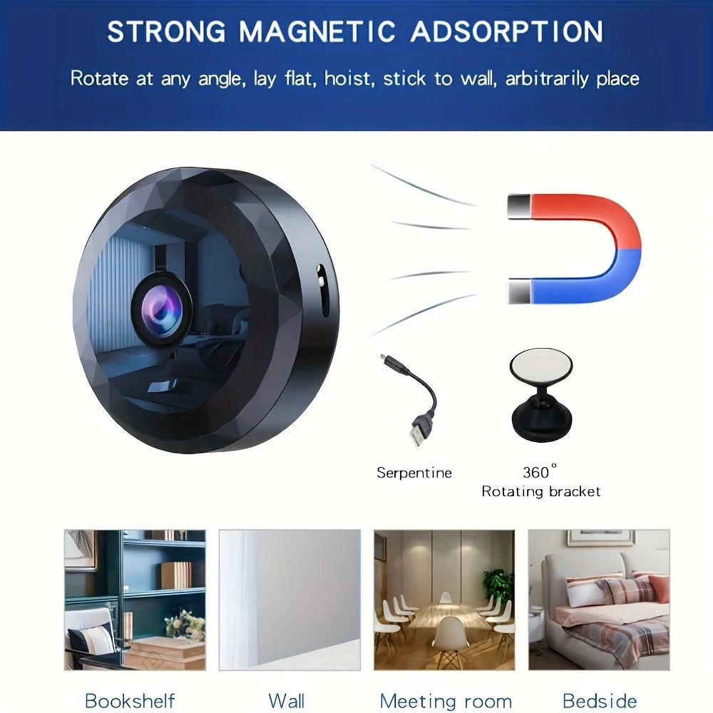 Wireless Mini WiFi Security Camera Night Vision Motion Detection Rechargeable Easy Mount App-Controlled Home Surveillance