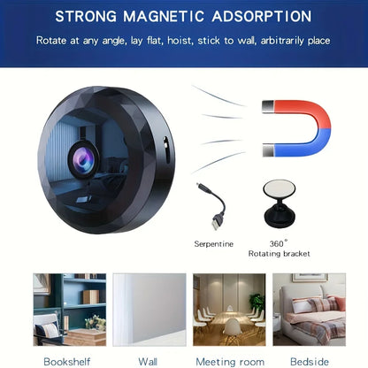 Wireless Mini WiFi Security Camera Night Vision Motion Detection Rechargeable Easy Mount App-Controlled Home Surveillance