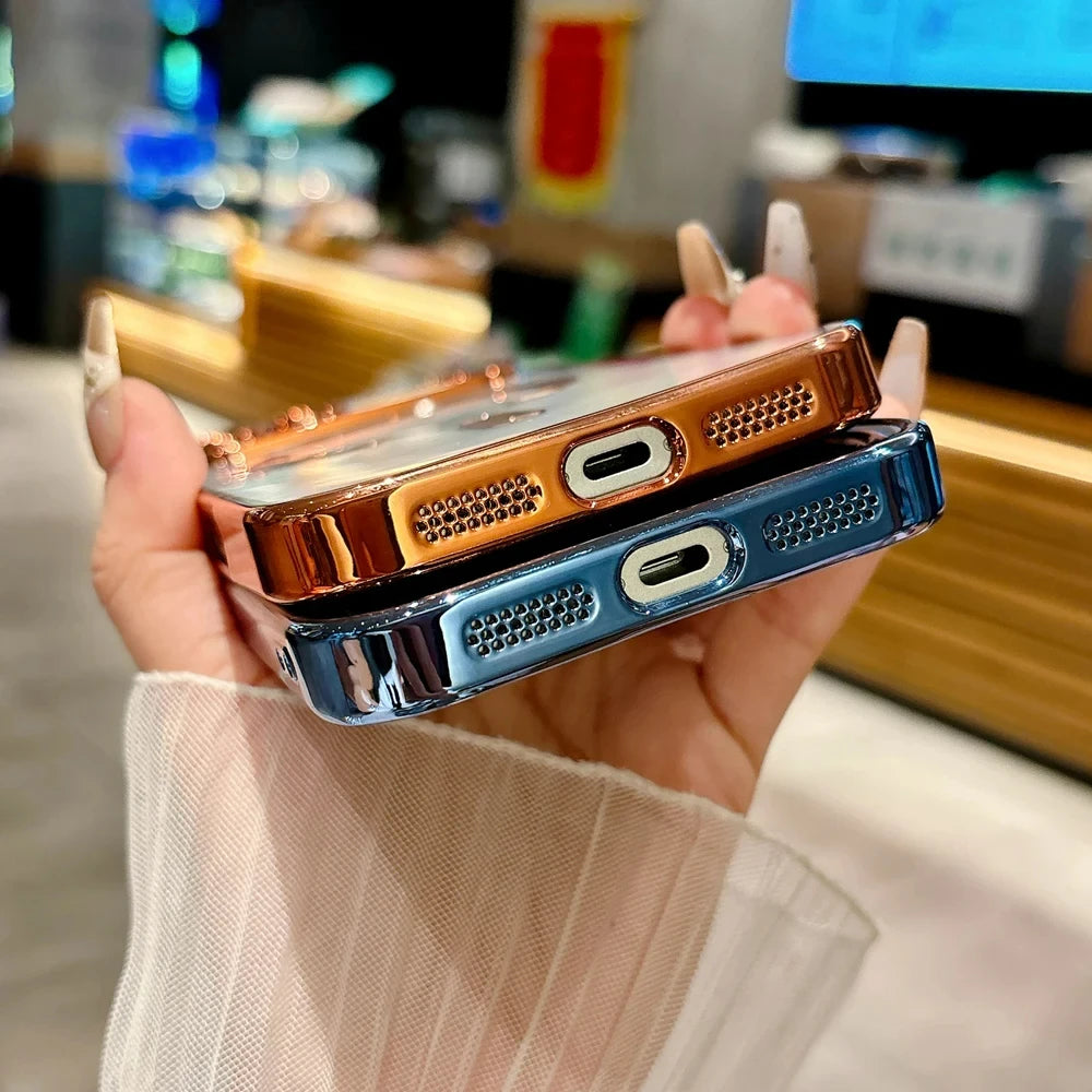 Luxury Magnetic For Magsafe Wireless Charge Plating Clear Case For iPhone 17 16 15 14 13 12 11 Pro Max Shockproof Silicone Cover