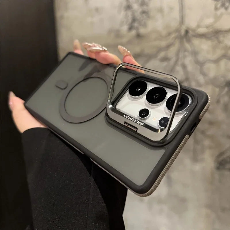 For Magsafe Magnetic Metal Lens Protection Stand Case For  Galaxy Samsung S25 S24 S23  S22 Ultra Plus FE Shockproof Cover Bumper