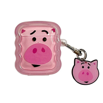 Cartoon Strawberry Bear Case for AirPods 4 Pro2 Pro 3 2 1 Bluetooth Earphone Protective Cover with Keychain