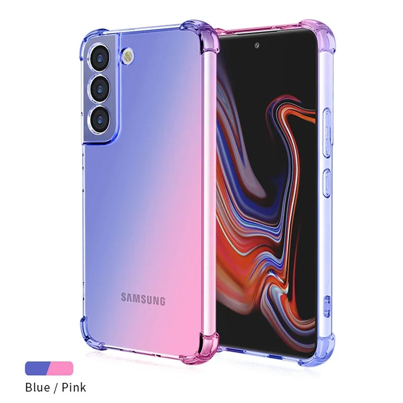 Gradient Airbag Shockproof TPU Case for Samsung Galaxy S25 Edge S24 S23 FE S23 Ultra S22 Plus S21 Protective Cover Funda Coque