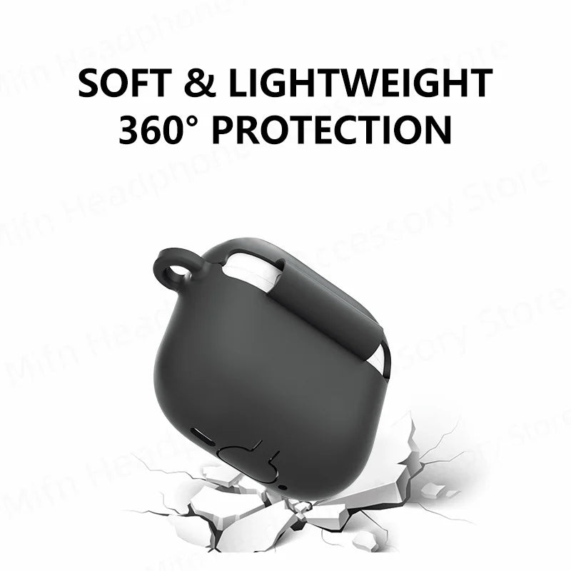 for 2024 AirPods 4 earbuds Solid color Earphone Protector cases with keychain liquid silicone soft for New AirPods 4 ANC Cases