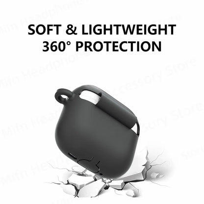 for 2024 AirPods 4 earbuds Solid color Earphone Protector cases with keychain liquid silicone soft for New AirPods 4 ANC Cases