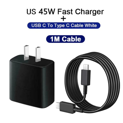 PD Charger 45W for Samsung Galaxy S23 S22 Fast Charging High Speed Type C Mobile Phone Adapter for IPhone Xiaomi