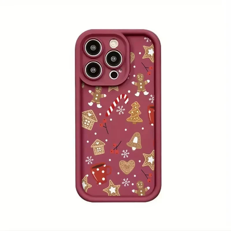 Cute Christmas Theme Pattern Phone Case For Samsung S25 S24 S23 S22 S21 S20 Ultra Plus FE A15 A35 A54 A55 Creative Design Cover