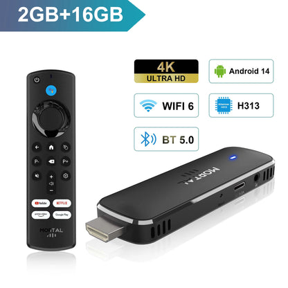 Mortal Q8 WIFI6 BT5.0 Google Voice Assistant AllwinnerH313 Android 14 Portable Android FireTV Stick Smart Streaming Media Player