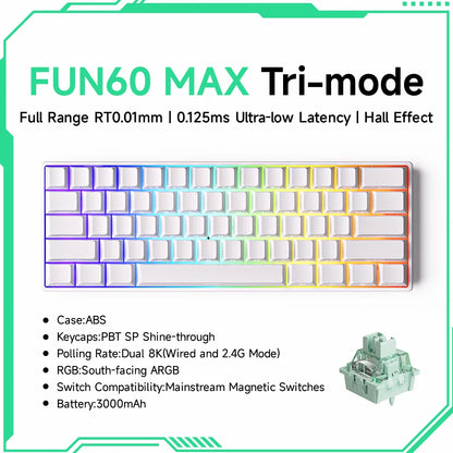 MONSGEEK FUN60 PRO&MAX HE Machanical Keyboard Magnetic Switch 60% Wireless Gaming Keyboard Rapid Trigger 8K ARGB Custom Keyboard
