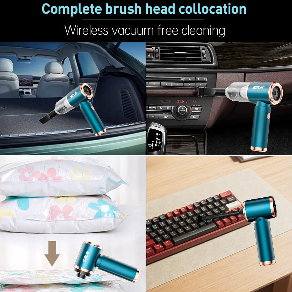 SZUK Car Vacuum Cleaner Strong Suction Wireless Portable Cleaning Machine Handheld Mini Vacuum Cleaner for Car Home and Keyboard