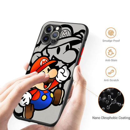 Mario Cool Cute Cartoon Frosted Translucent For Apple iPhone 15 14 13 12 11 XS XR X 8 7 SE Pro Max Plus Mini Soft Phone Case