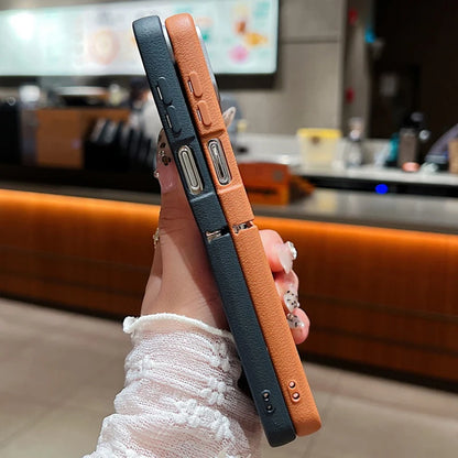 For Samsung Galaxy Z Flip 7 5 4 3 6 5G Small Flowers Folding Phone Case Leather Texture TPU Soft Cover For Samsung Z Flip3 Flip4