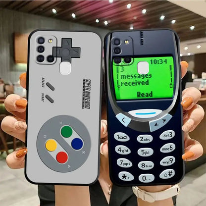 Case For Samsung Galaxy A52 A53 A12 A13 A54 A32 A51 A71 A23 A33 A21s 5G A22 A50 Soft Phone Retro Camera Games