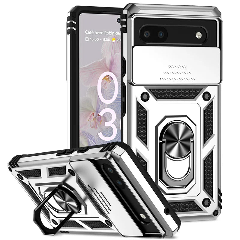 Slide Camera Protect Cover For Google Pixel 10 ProXL 9 8 7 Pro Magnetic Ring Holder Shockproof Armor Phone Case For Pixel 6 7 8A