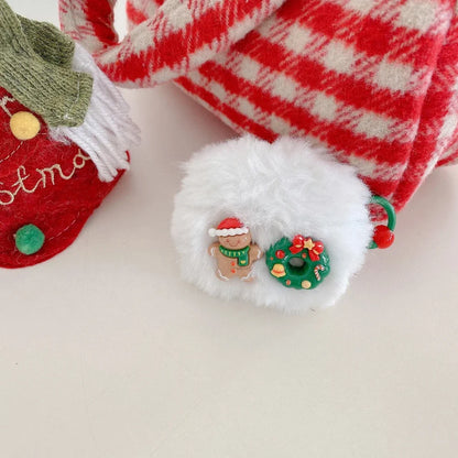 Plush Christmas Bow For Apple Airpods 4 3 Airpods 2 Case For Airpods Pro Pro2 Shell Cover Protective Case Earphone Accessories