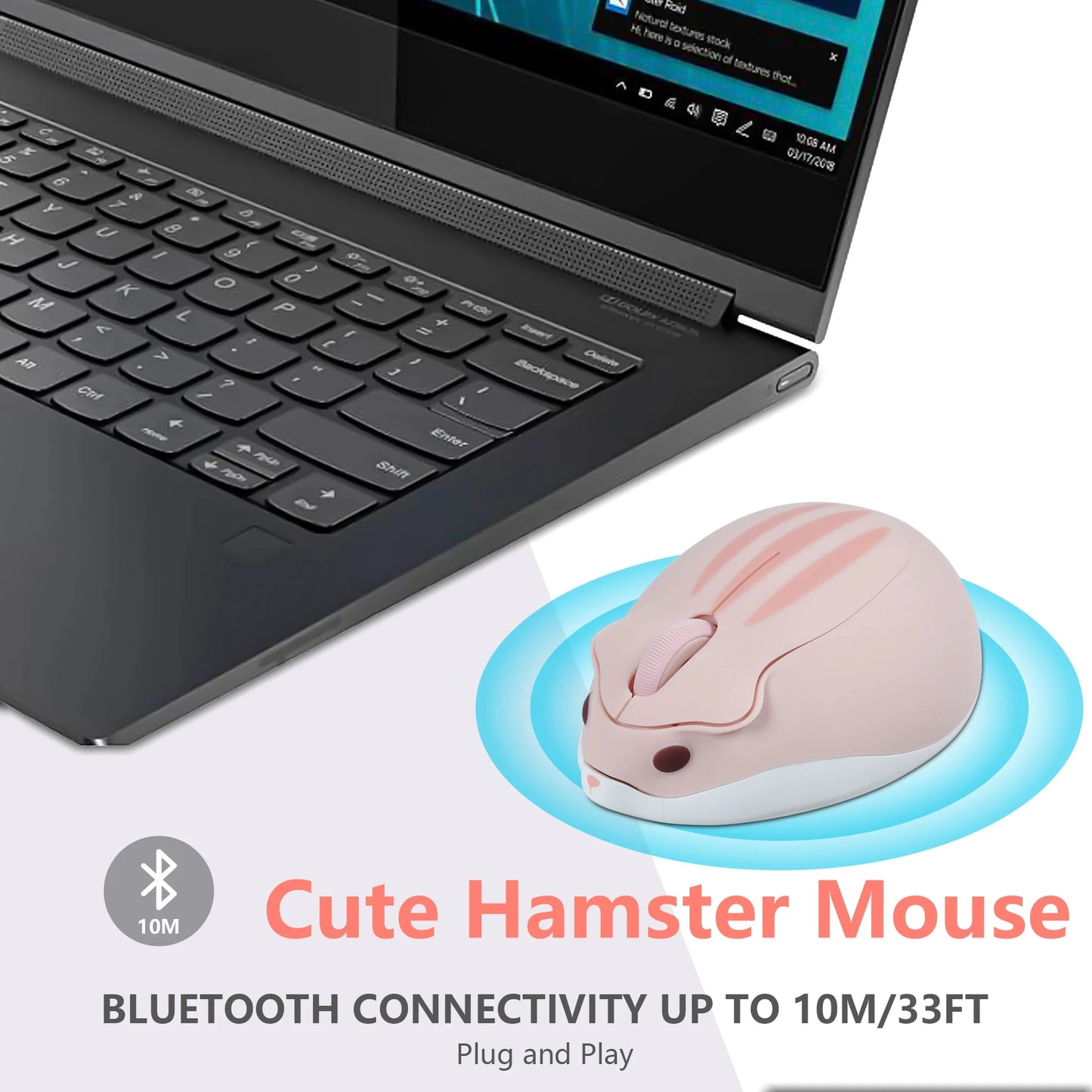 Cute Cartoon Hamster Shape Creative Mouse Bluetooth/2.4G Mini Wireless Mute Ergonomic Optical Mice PC Laptop Desktop Universal