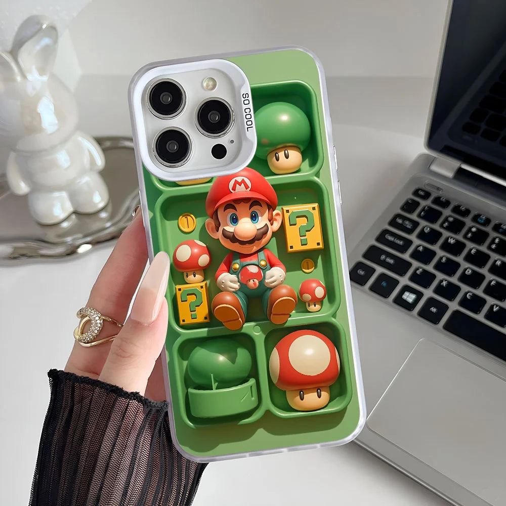 Super M-MarioS Bros Game Phone Case IMD Color Silver Shell For IPhone 16 15 14 13 12 11 Pro Max Plus