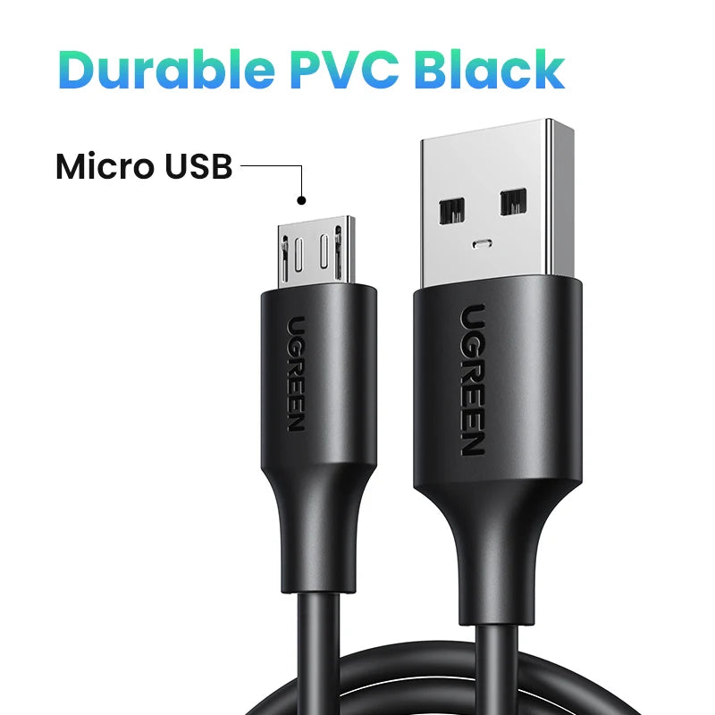 Ugreen Micro USB Cable 3A Nylon Fast Charging USB Type C Cable for Samsung Xiaomi HTC USB Charger Data Cable Mobile Phone Cable