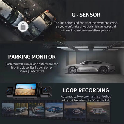 Car Dash Cam 4 Channel Black Box WiFi Driving Camera FHD 1080P Front Left Right Rear Night Vision Loop Recording add Hardwire ki