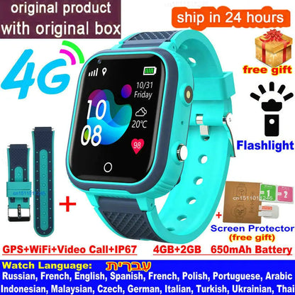 New 4G Smart Watch Kids GPS WIFI Video Call SOS IP67 Waterproof LT21 Child Smartwatch Camera Voice Monitor Tracker Location